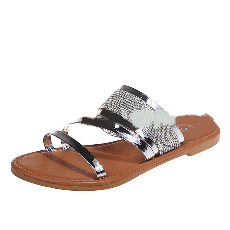 Shiny Flat Slippers for Women - Summer Collection
