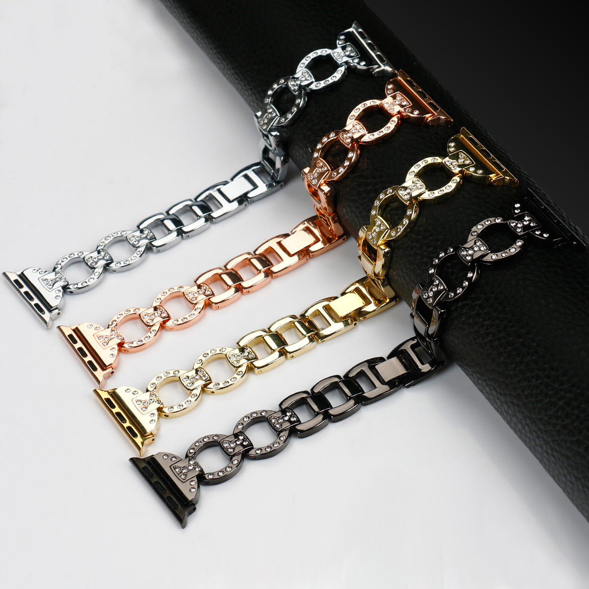 Stainless Steel Diamond-Embedded Band for Apple Watch