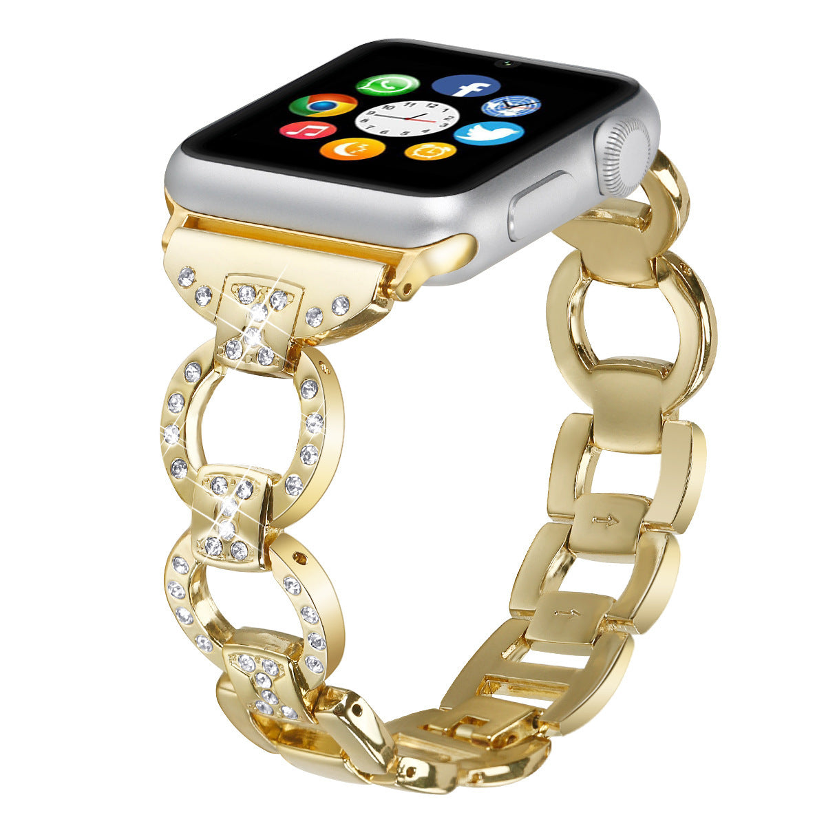 Stainless Steel Diamond-Embedded Band for Apple Watch