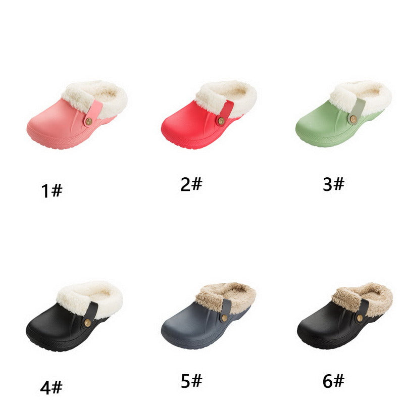 Plush Waterproof EVA Fur Slippers for Men and Women