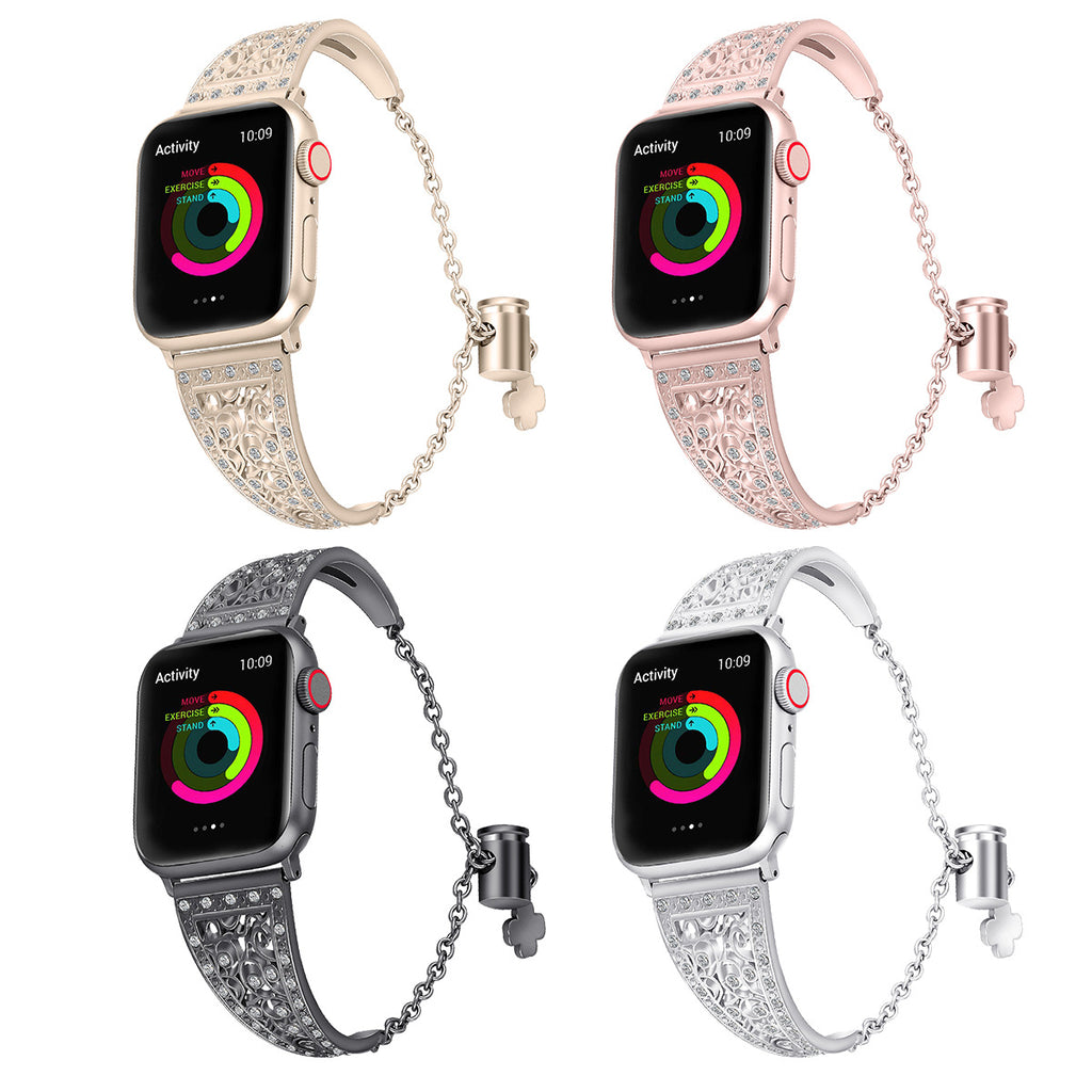 Metal Diamond-Studded Adjustable Band for Apple Watch