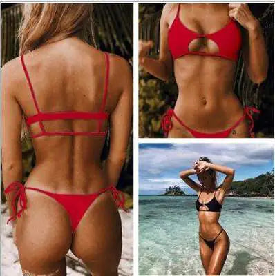 Multicolor Women's Swimsuit - Solid Color Bikini