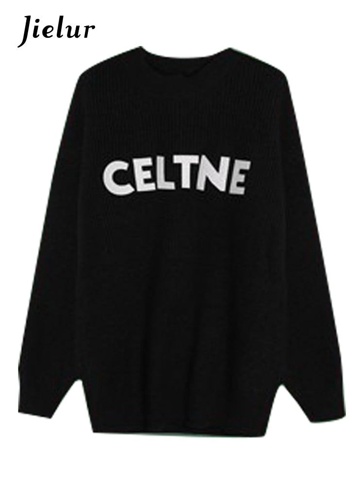 Jielur Vintage O-neck Letter Printed Hoodies for Women
