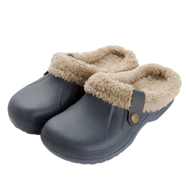 Plush Waterproof EVA Fur Slippers for Men and Women