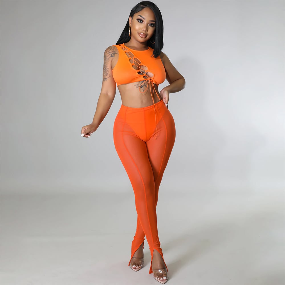 Women's Fashion Skinny Mesh Sheer Leggings