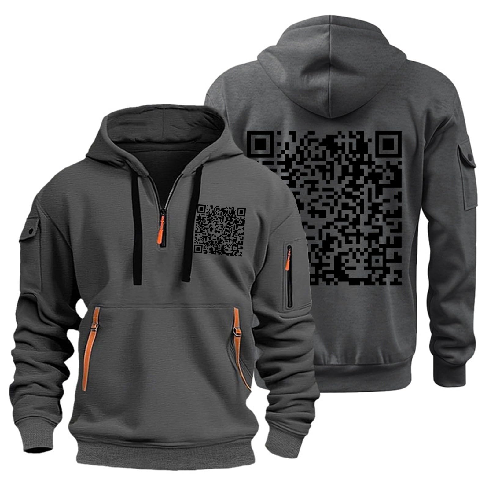 XIQIAM Qr Code Hoodie Men Graphic Hoodies Qr Code Hoodies Funny Sweatshirts Qr Code Hoodie Fu Qr Code Hoodiefunny Fu Qr Code Hoodie Qr Scan Code Joke Funny Hoodie Men Christmas White