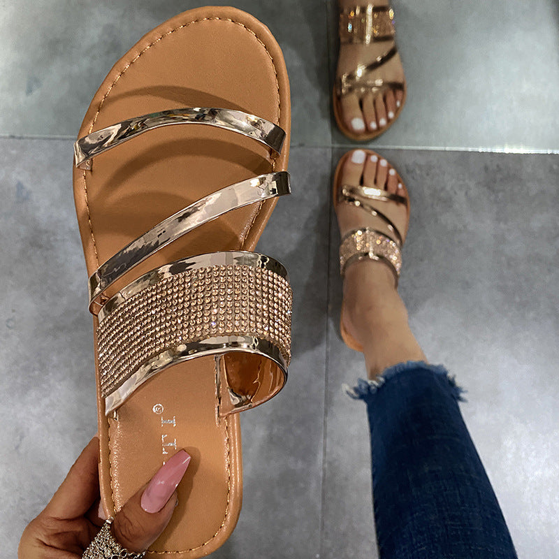 Shiny Flat Slippers for Women - Summer Collection