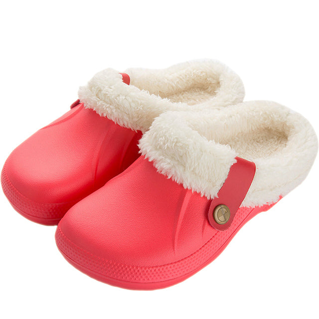 Plush Waterproof EVA Fur Slippers for Men and Women