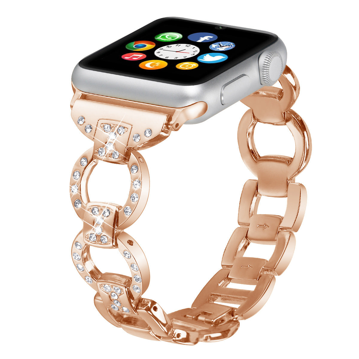 Stainless Steel Diamond-Embedded Band for Apple Watch