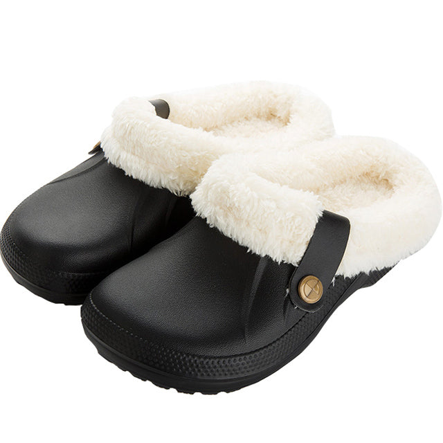 Plush Waterproof EVA Fur Slippers for Men and Women