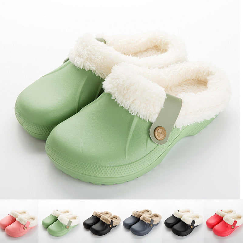 Plush Waterproof EVA Fur Slippers for Men and Women