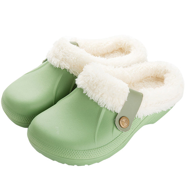 Plush Waterproof EVA Fur Slippers for Men and Women