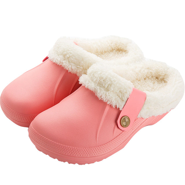 Plush Waterproof EVA Fur Slippers for Men and Women