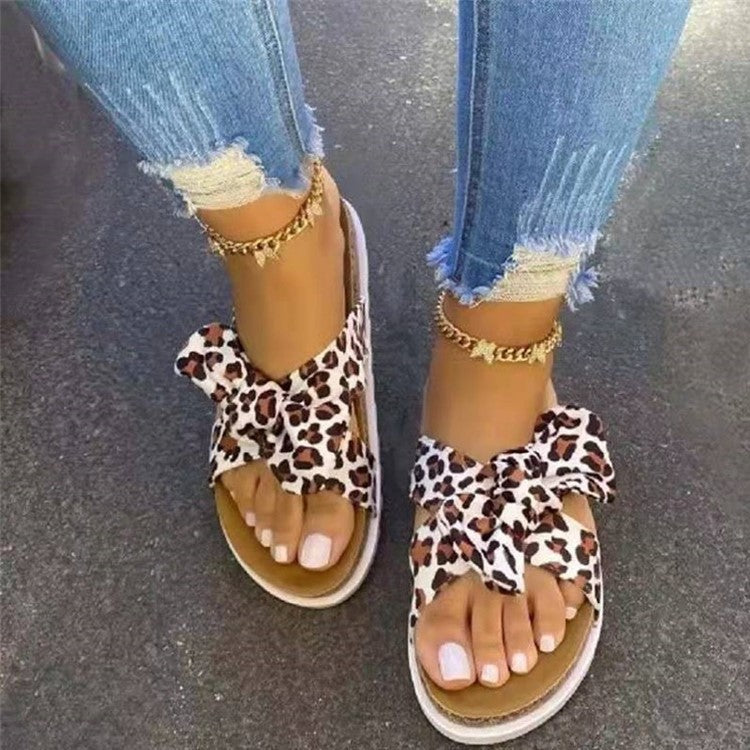 Thick Soled Bowknot Beach Slippers for Women