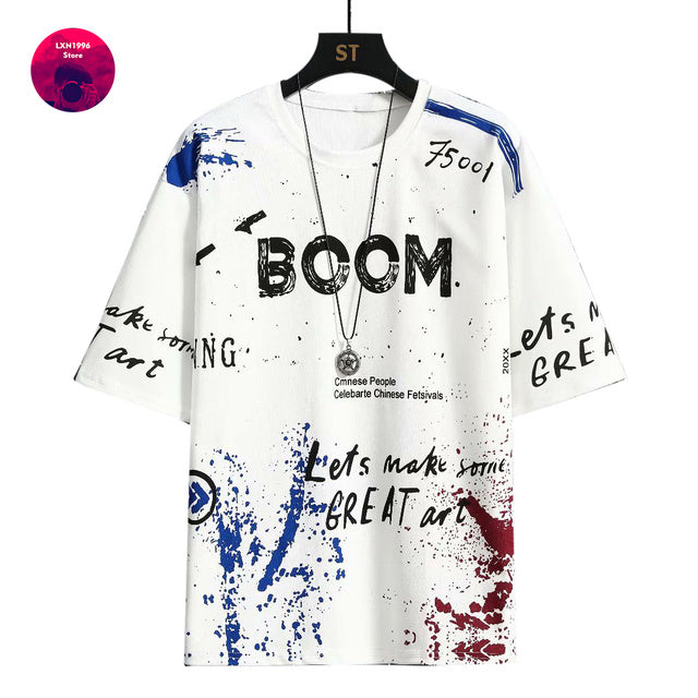 Korean Fashion Summer Men's Graphic Half Sleeve T-Shirts
