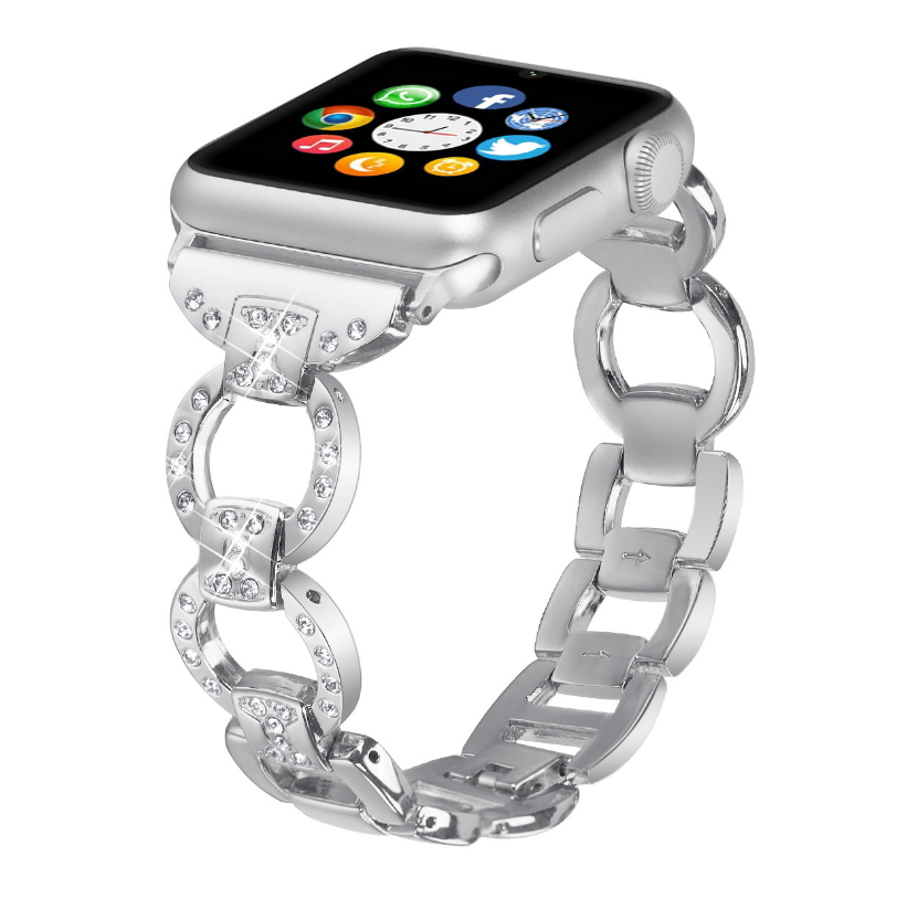 Stainless Steel Diamond-Embedded Band for Apple Watch