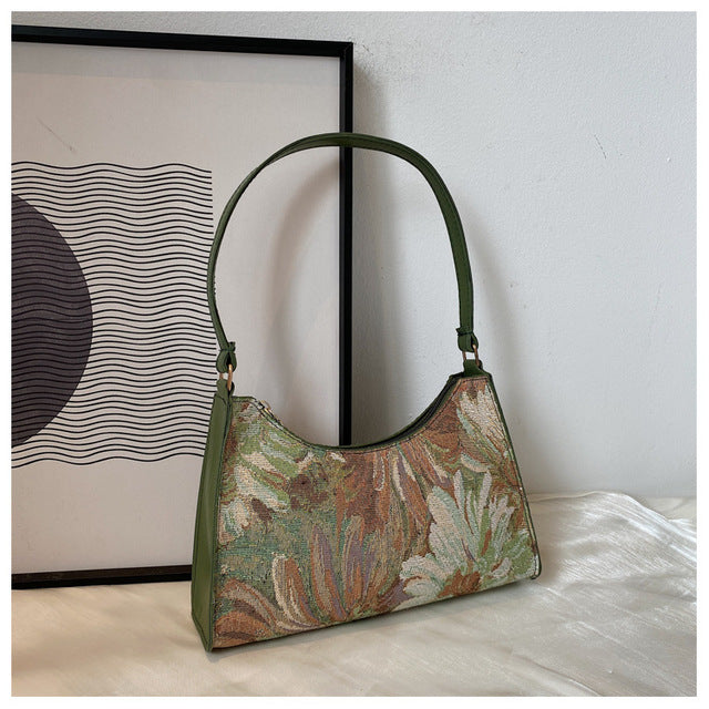 Trendy Oil Painting Underarm Handbags for Women