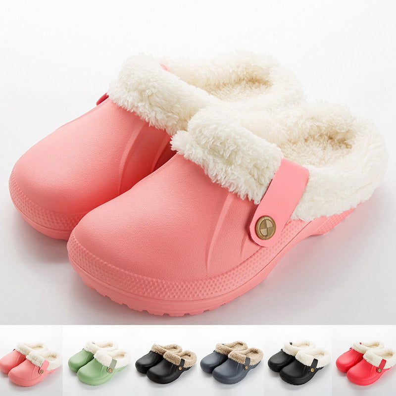 Plush Waterproof EVA Fur Slippers for Men and Women