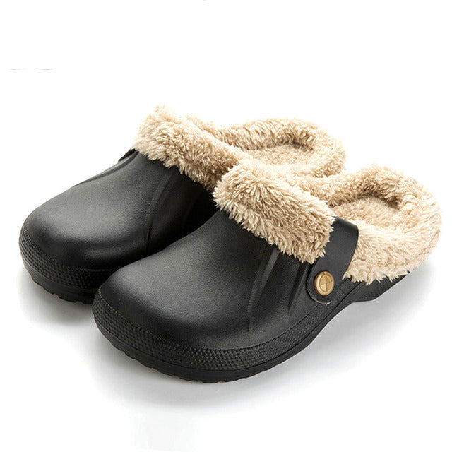 Plush Waterproof EVA Fur Slippers for Men and Women