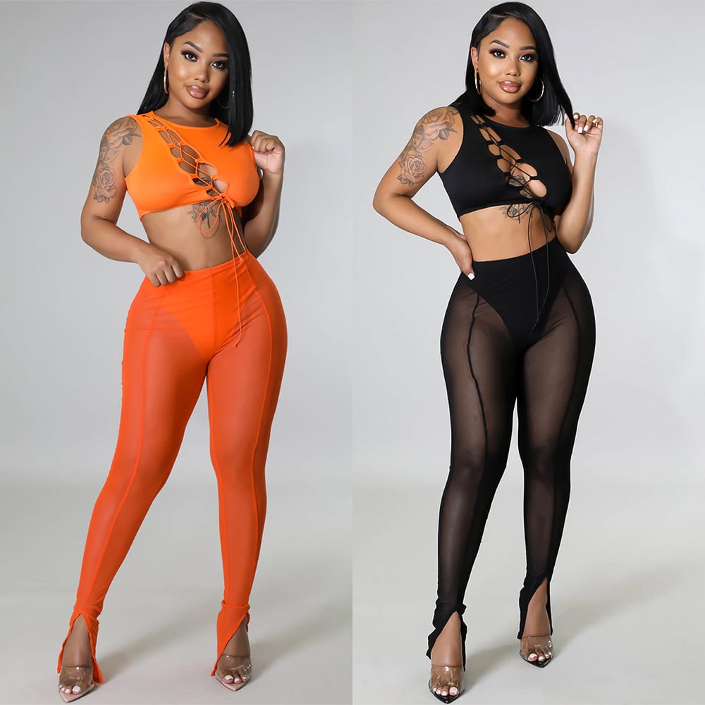 Women's Fashion Skinny Mesh Sheer Leggings