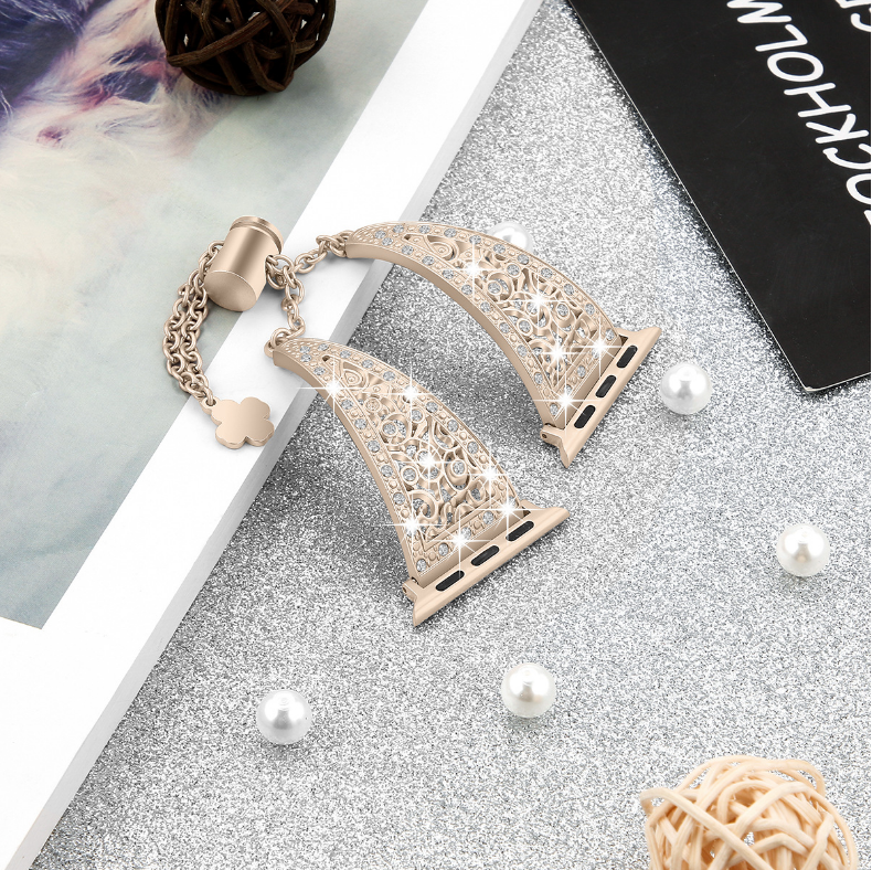 Metal Diamond-Studded Adjustable Band for Apple Watch