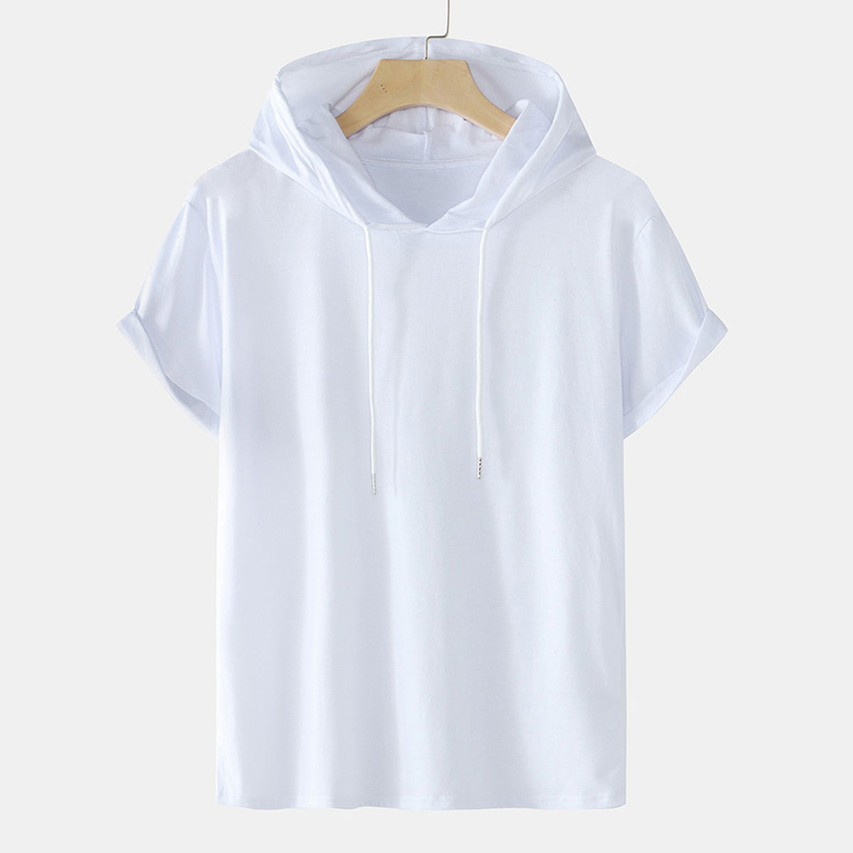 Plus Size Men's Hooded T-Shirts with Drawstring (Summer)