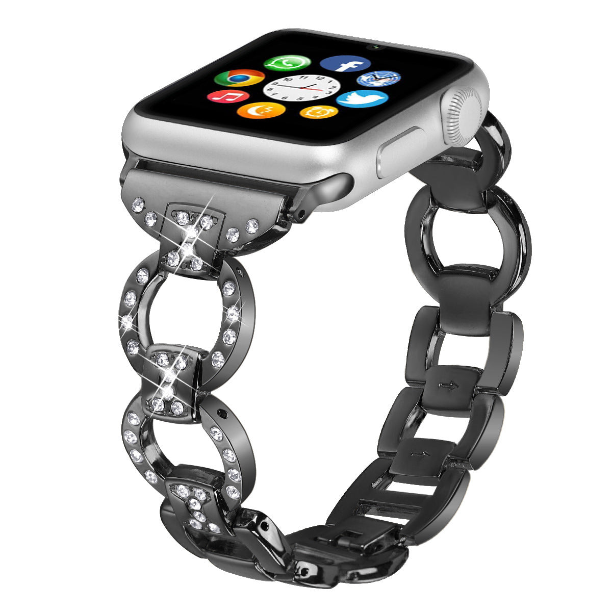 Stainless Steel Diamond-Embedded Band for Apple Watch
