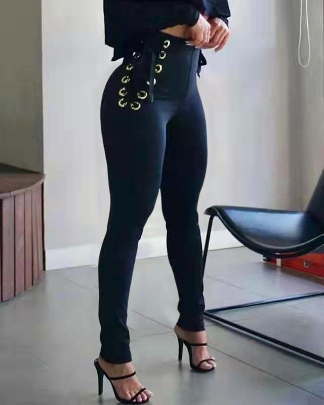 Casual Camouflage Waist Tie Leggings