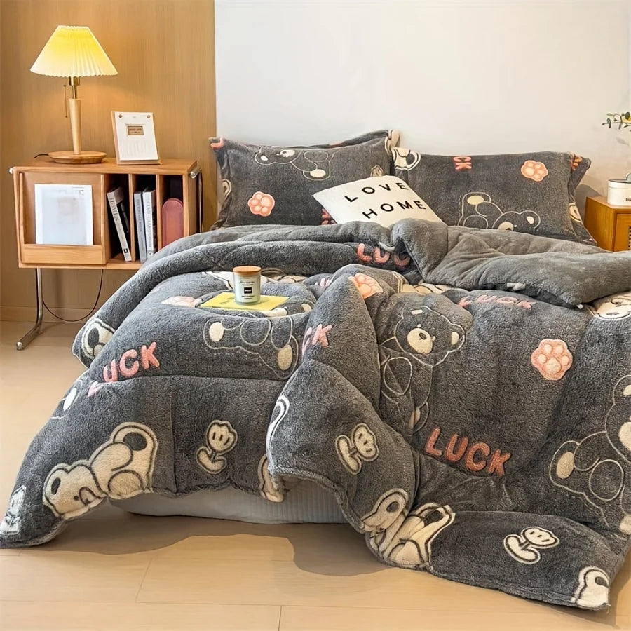 Winter Bedding Thick Quilt Blanket Thickened Warm Flannel Fleece Comforter for Cold Nights Set Bed Duvets Quilts the Blankets