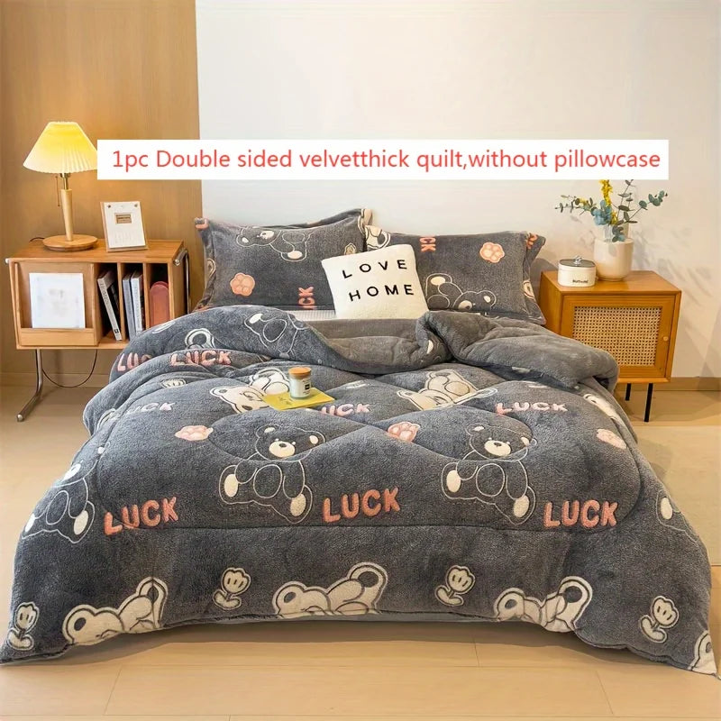 Winter Bedding Thick Quilt Blanket Thickened Warm Flannel Fleece Comforter for Cold Nights Set Bed Duvets Quilts the Blankets