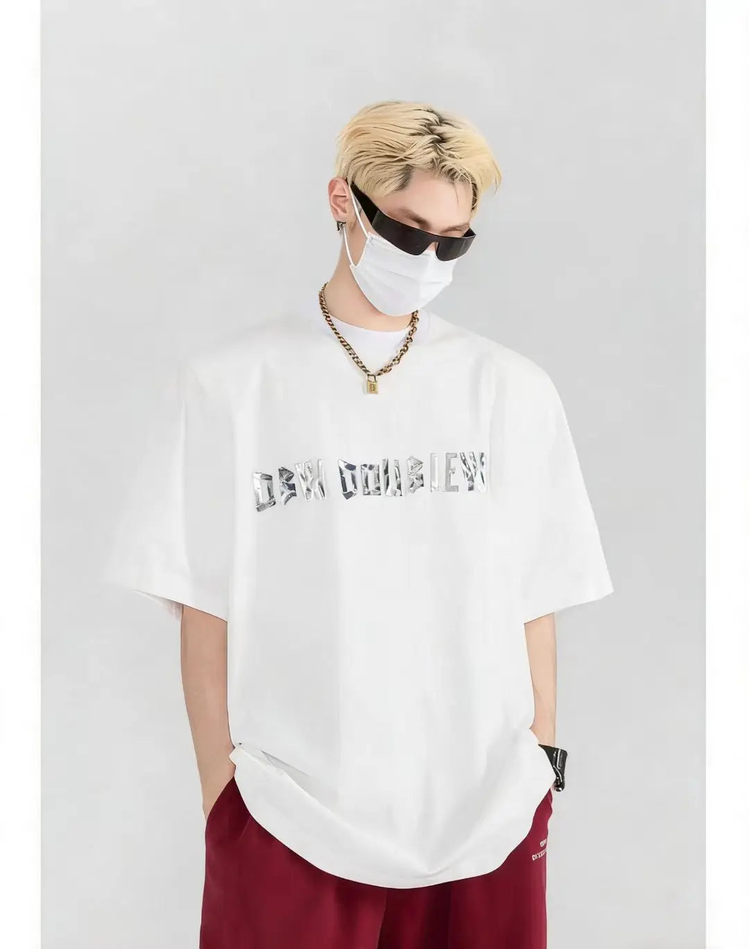 230g, 100% Cotton Crew Neck 3D Letter Print, Comfortable Breathable Oversize Streetwear Tshirt for Spring Summer