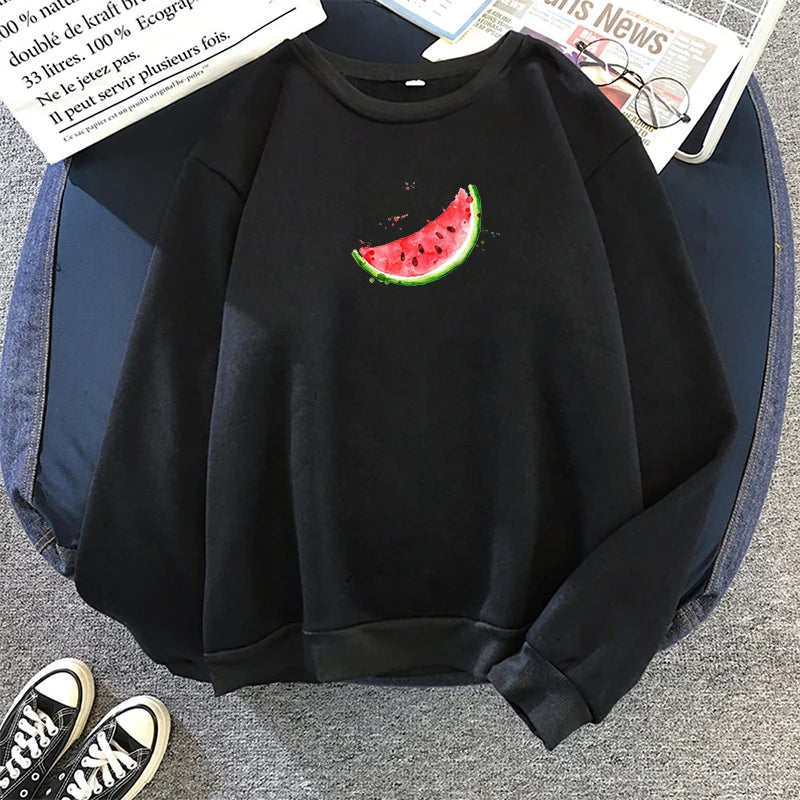 Autumn Winter Hooded Watermelon Graphic Print Sweatshirt Woman Harajuku student Pullover Kawaii White Oversized Female Hoodies