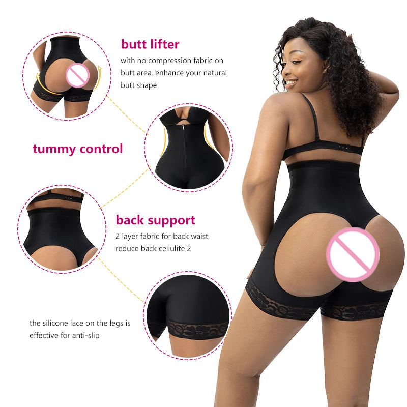 Custom Logo High Elastic Tummy Control Hip Enhancer Faja and Shapewear Women Post Op Hollow Butt Lifter BBL Shaper Short
