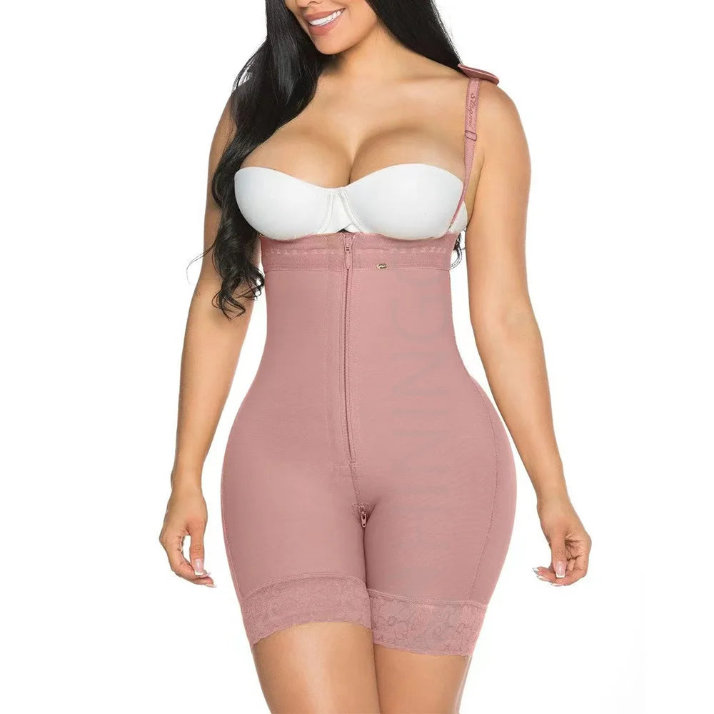 High Compression Open Bust Zipper Style Full Body Shaper Colombianas Fajas Bbl Post Op Surgery Stage 2 3 Women's Spandex