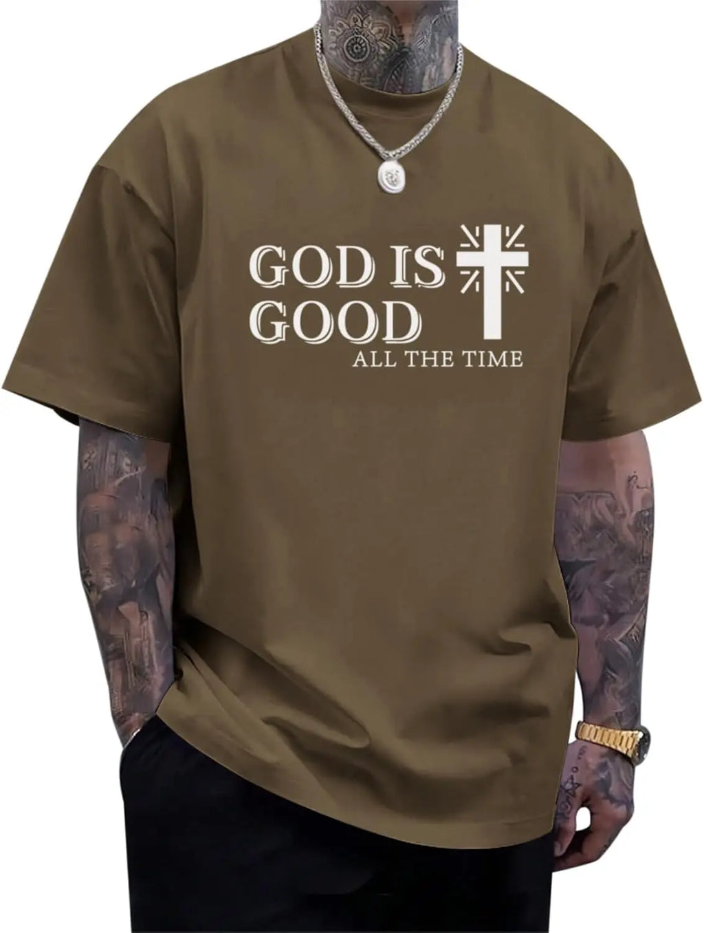 God Is Good Cotton Printed Christian Jesus Cross Men's Religious Faith Inspirational Vintage T-Shirts