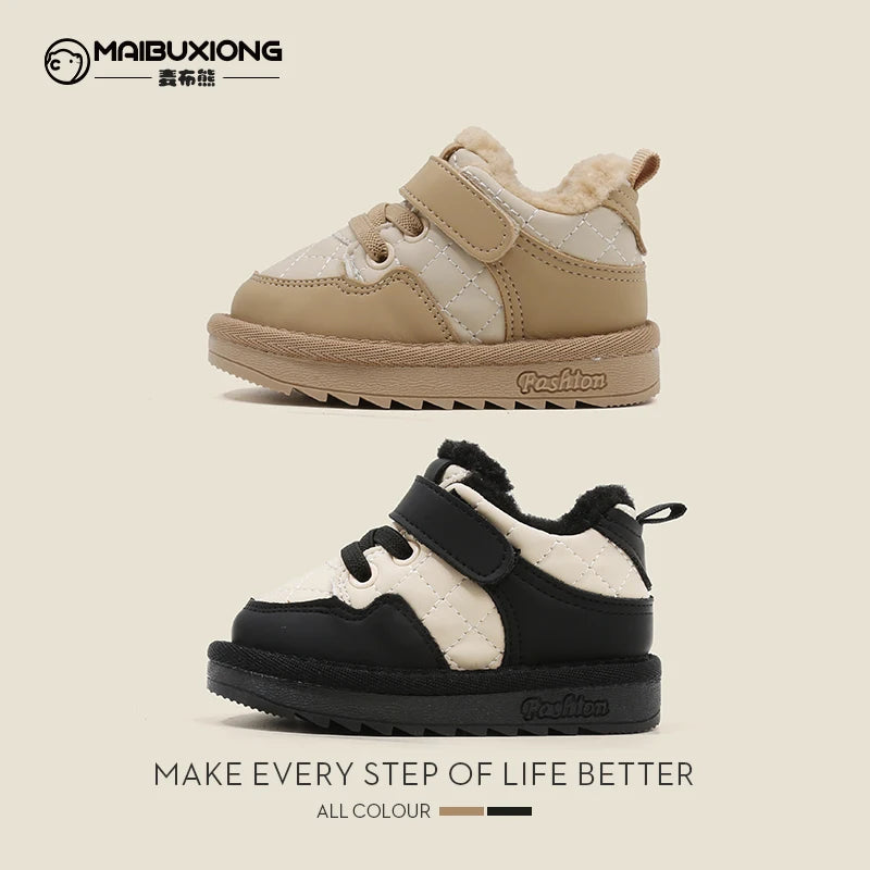 2025 New Winter Kids Sneakers - Soft Sole Thermal Slip-On Shoes, Boys Girls Non-Slip Plush Casual Shoes