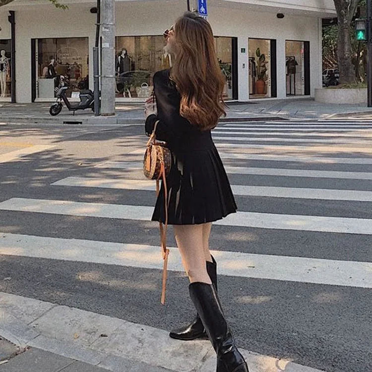 Women Business Suit Fashion Hepburn Sexy Little Black Dress Female French Style Elegant Vestidos Office Lady Autumn Outfit