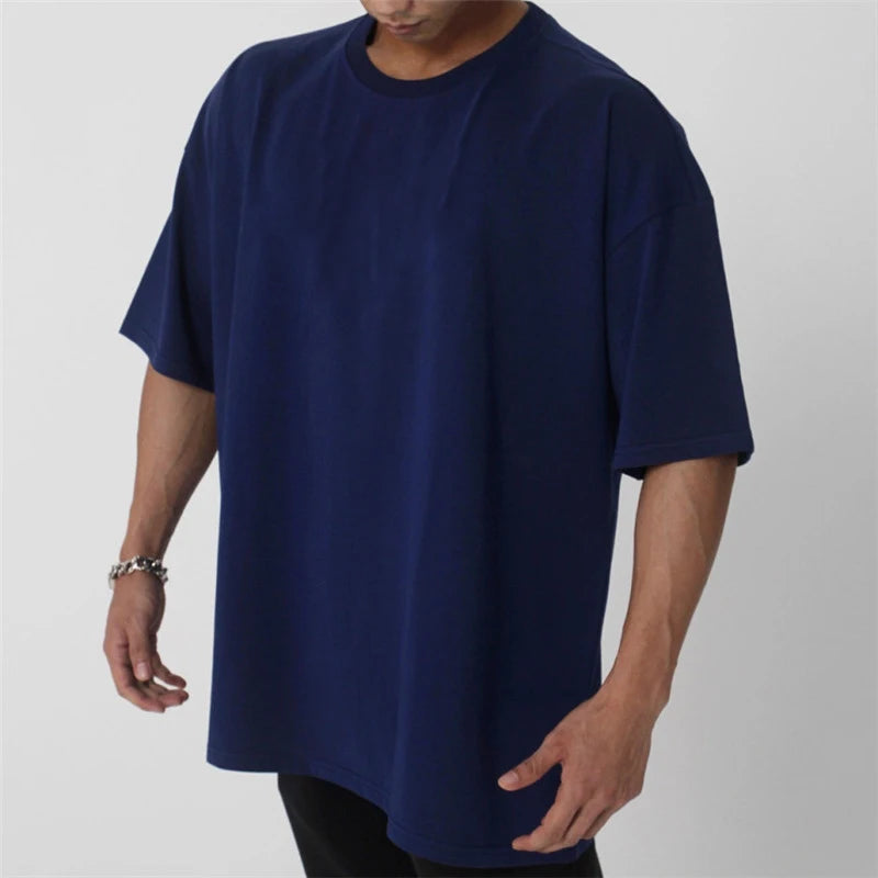 High Quality Customised Logo Blank Cotton Tee White Tshirt Short Sleeve Loose Fit Baggy Muscle Oversized T Shirts Men