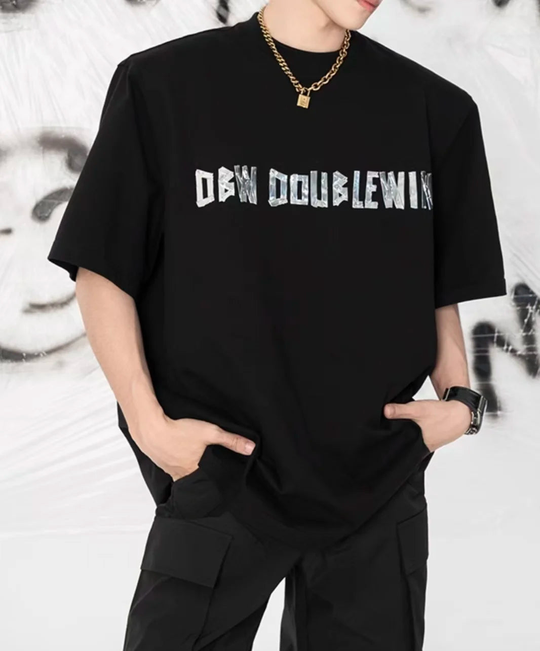 230g, 100% Cotton Crew Neck 3D Letter Print, Comfortable Breathable Oversize Streetwear Tshirt for Spring Summer