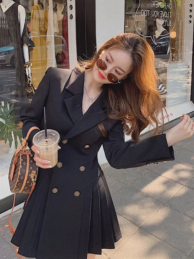 Women Business Suit Fashion Hepburn Sexy Little Black Dress Female French Style Elegant Vestidos Office Lady Autumn Outfit