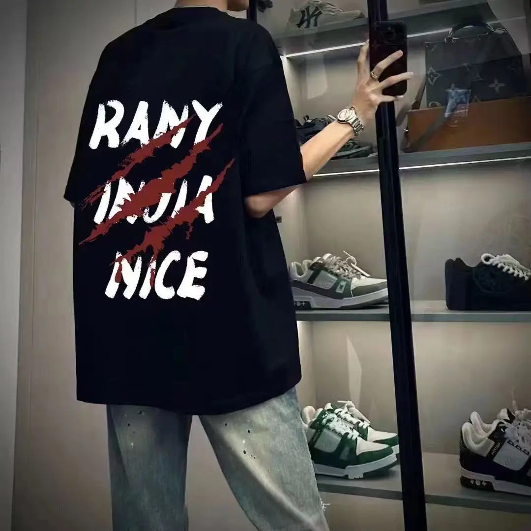 Best-selling High Street Unisex 100% Cotton Oversized Short-sleeved Three-piece Set Loose Casual T-shirt Versatile Summer