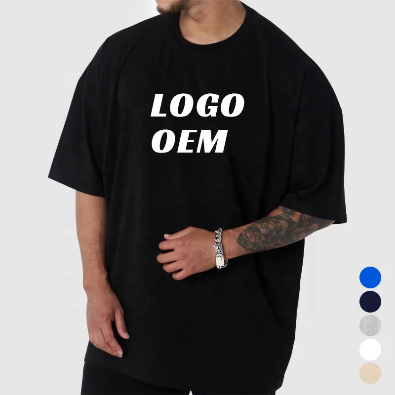 High Quality Customised Logo Blank Cotton Tee White Tshirt Short Sleeve Loose Fit Baggy Muscle Oversized T Shirts Men