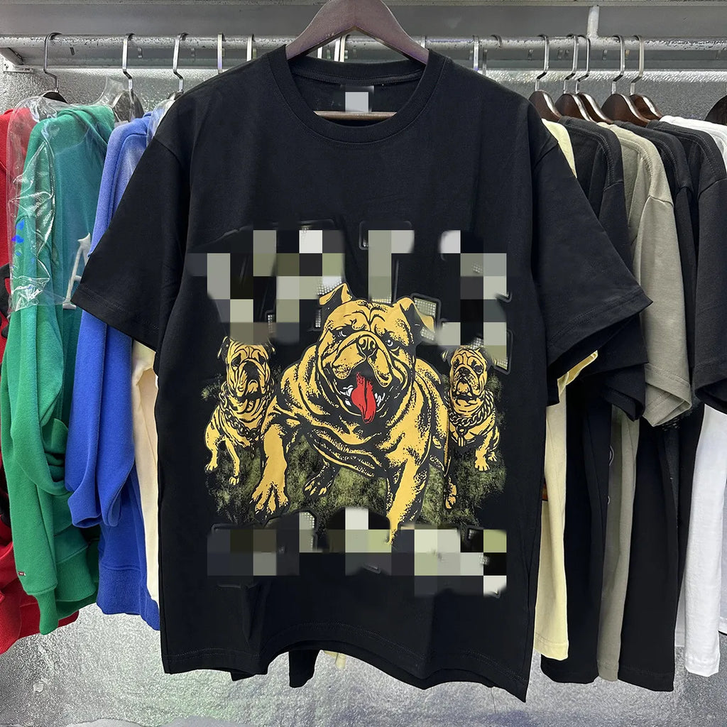 2025 Summer Hot Diamond Short Sleeve Dog Pattern T-Shirt for Streetwear Vale Valley Lives Cotton Home Shirts