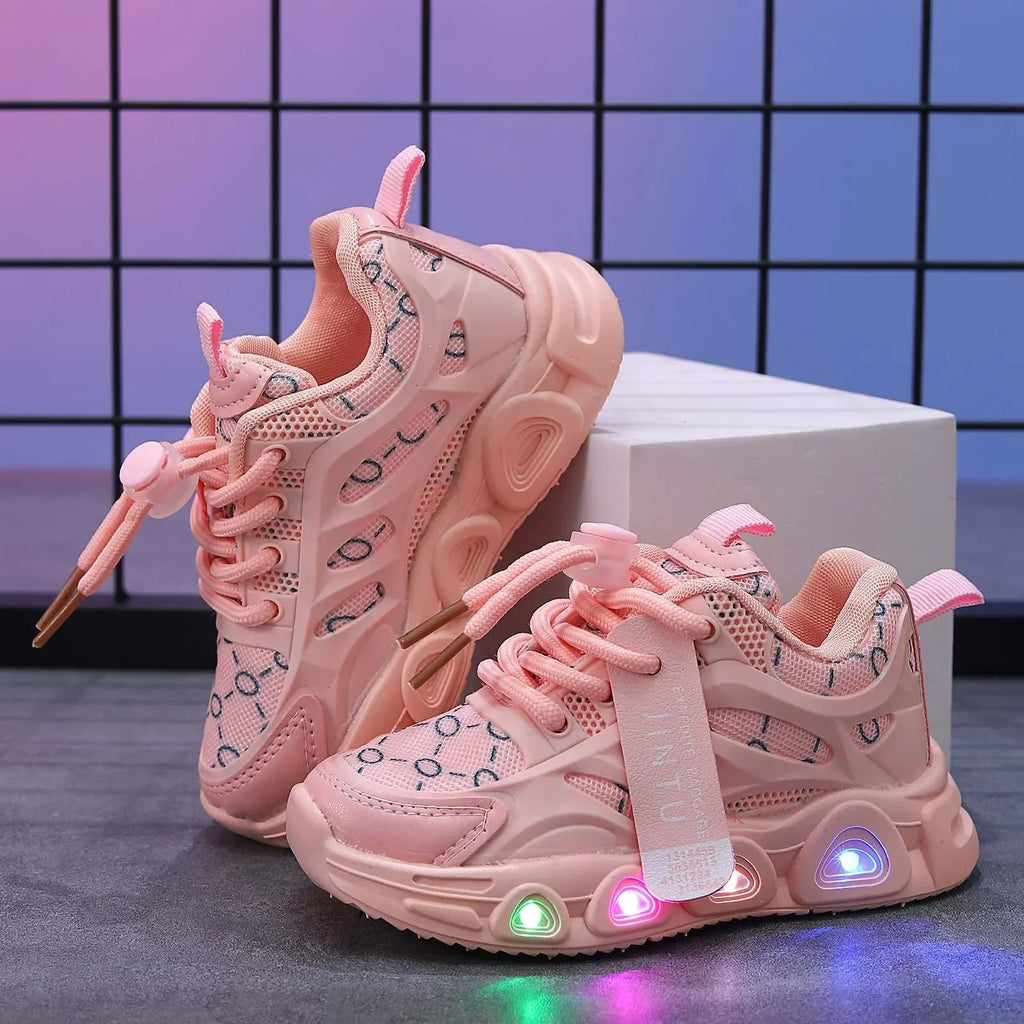 LED Luminous Casual Sneaker for Kids Button Closure Brightly Lights up for Toddler Boys and Girls for Summer Walking