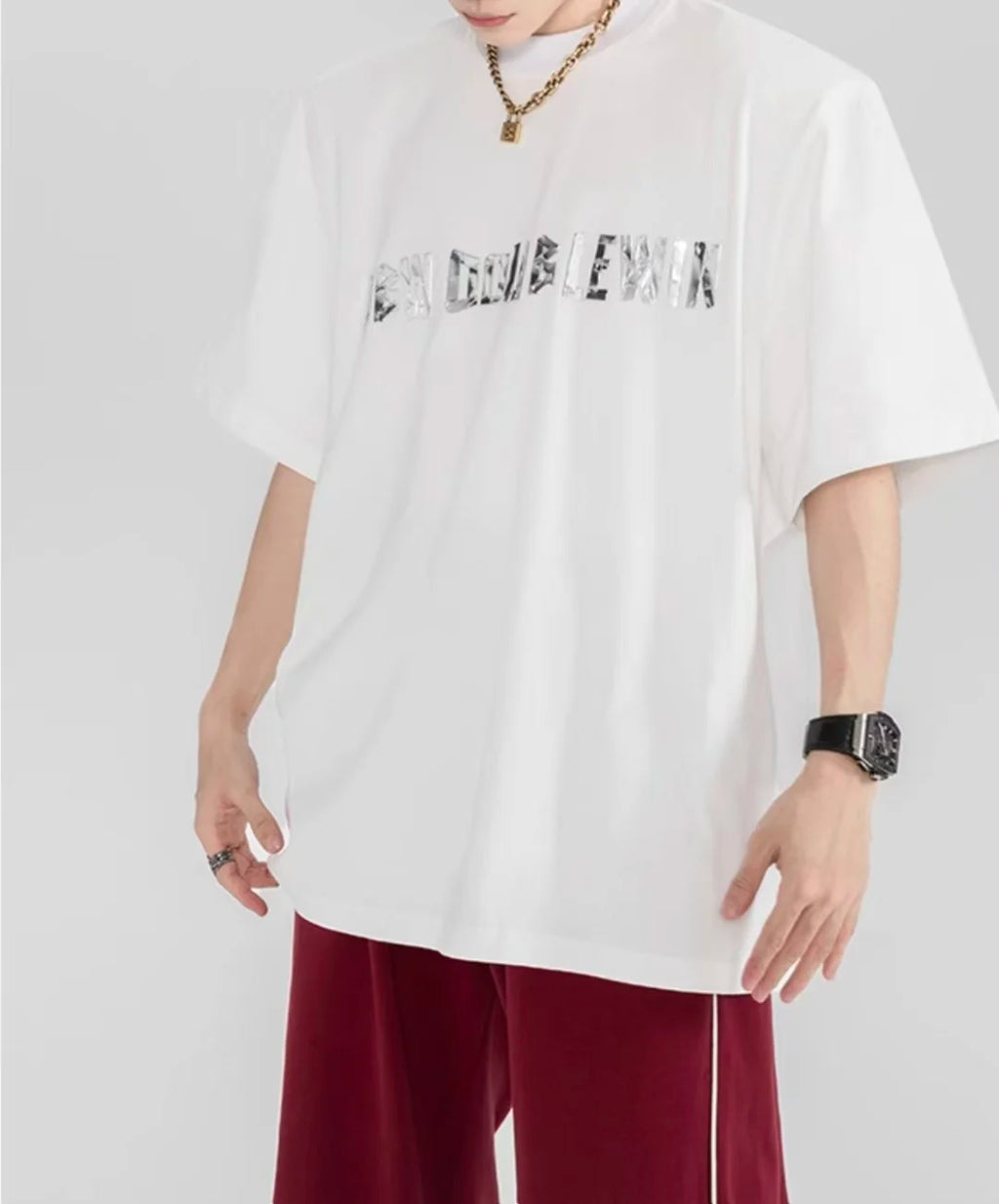 230g, 100% Cotton Crew Neck 3D Letter Print, Comfortable Breathable Oversize Streetwear Tshirt for Spring Summer
