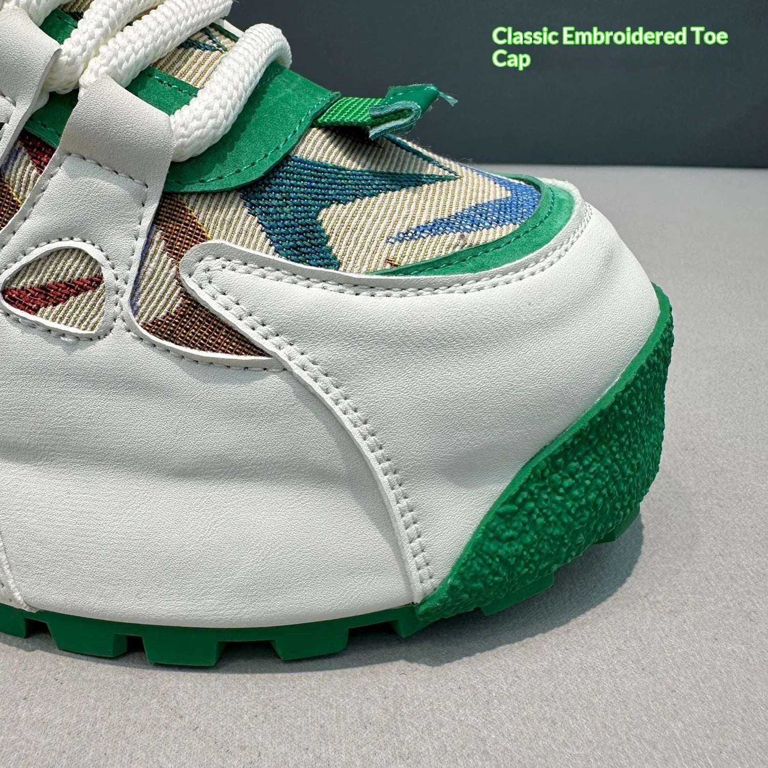 American Style Street Style Leather Cloth Stitching Toe Breathable Casual Sneakers Handsome Low-key Stretch Daddy Shoes Trendy