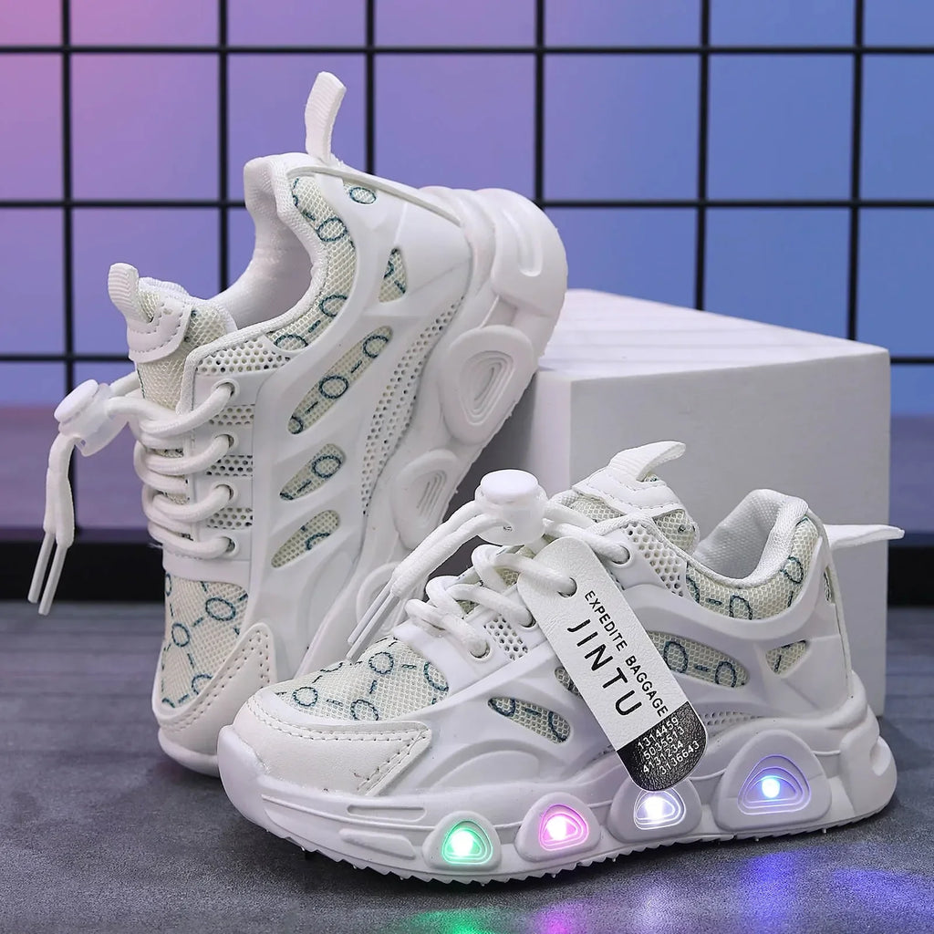 LED Luminous Casual Sneaker for Kids Button Closure Brightly Lights up for Toddler Boys and Girls for Summer Walking
