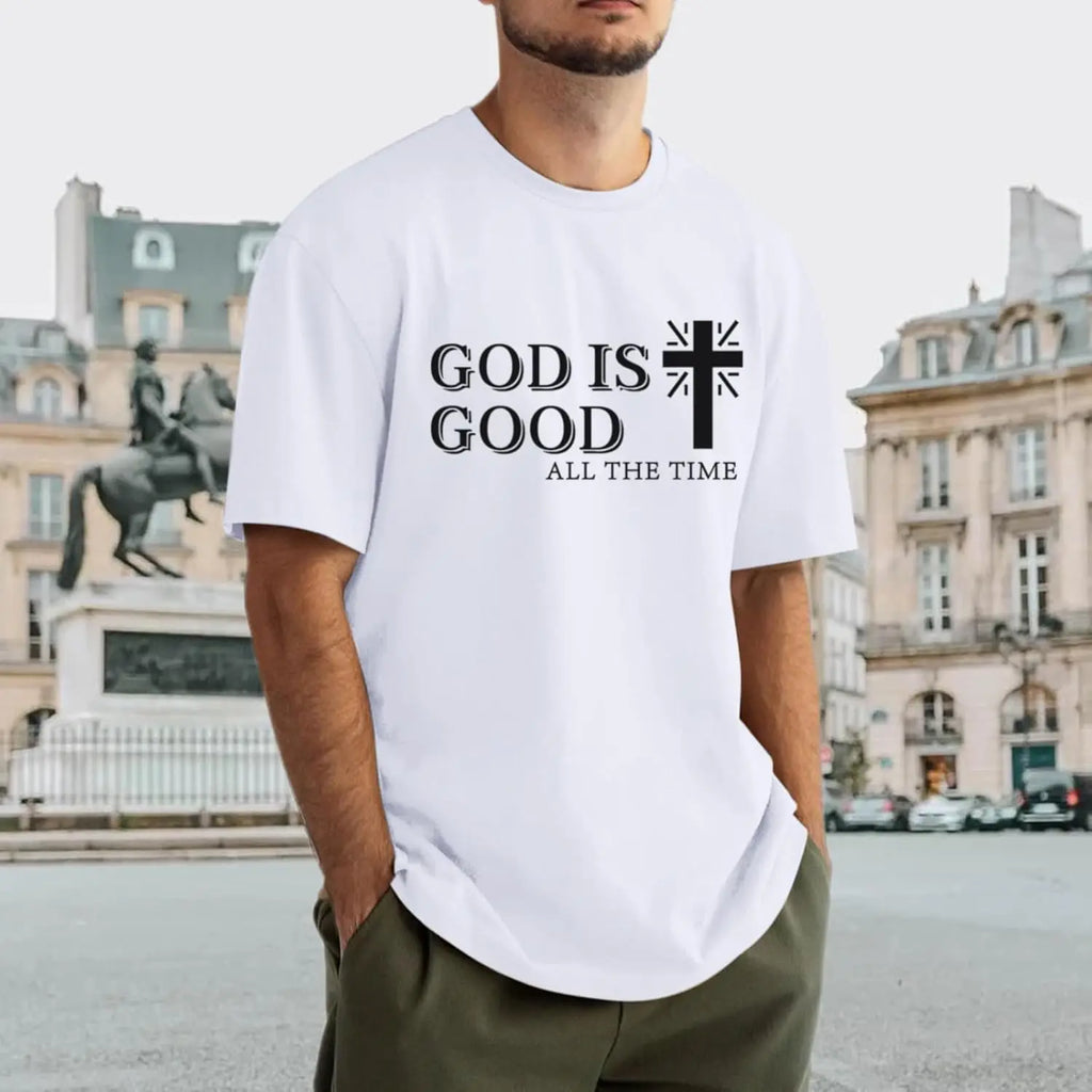 God Is Good Cotton Printed Christian Jesus Cross Men's Religious Faith Inspirational Vintage T-Shirts