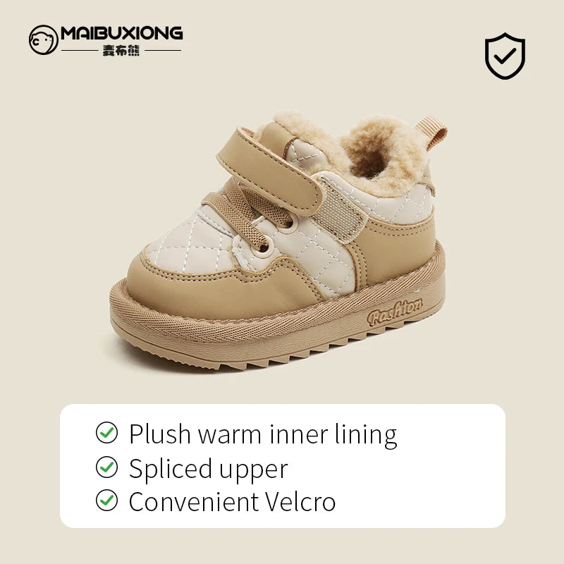 2025 New Winter Kids Sneakers - Soft Sole Thermal Slip-On Shoes, Boys Girls Non-Slip Plush Casual Shoes