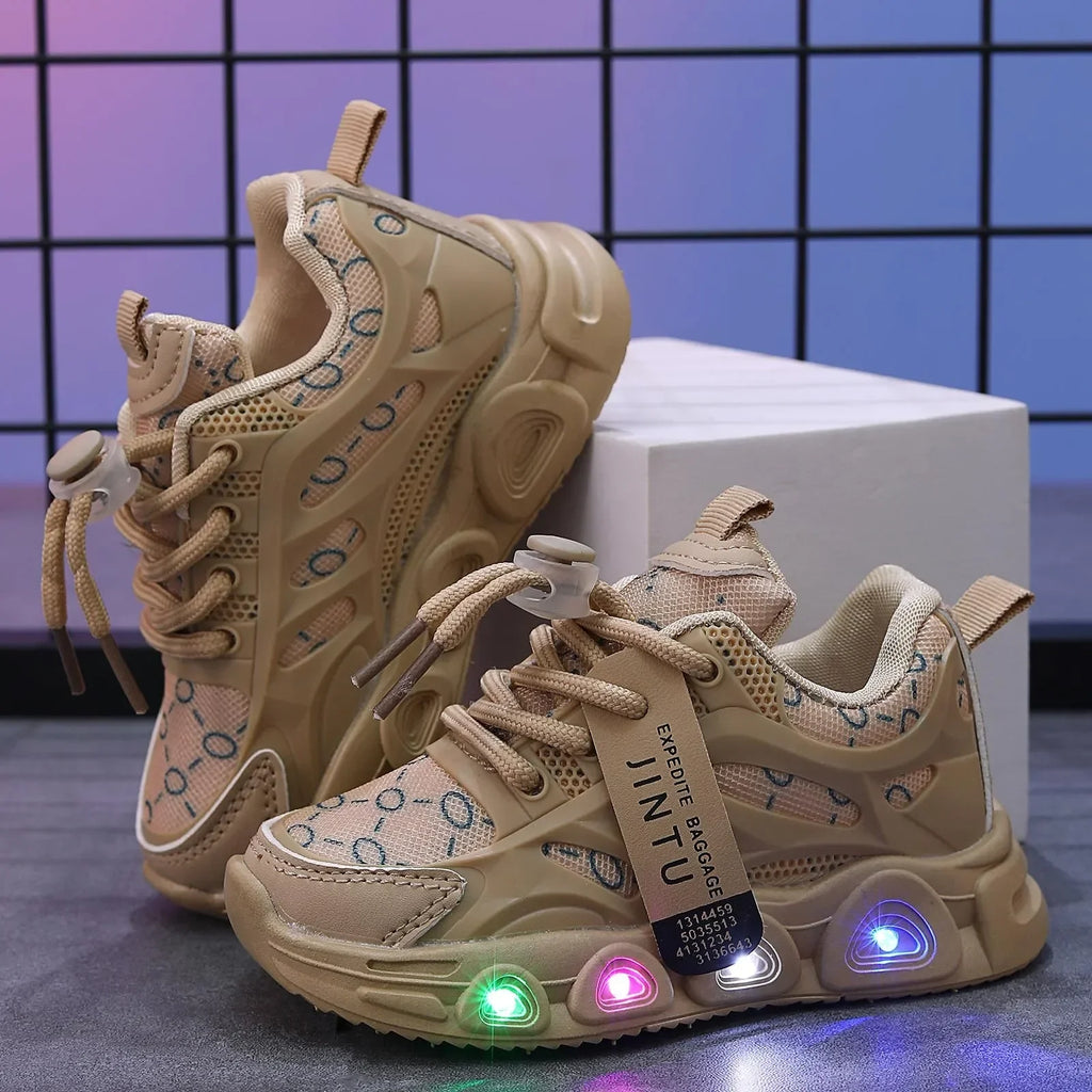 LED Luminous Casual Sneaker for Kids Button Closure Brightly Lights up for Toddler Boys and Girls for Summer Walking